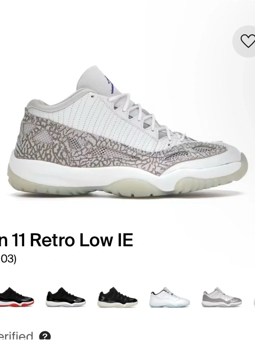 Jordan Low-Top Sneakers in White and Grey with Elephant Print